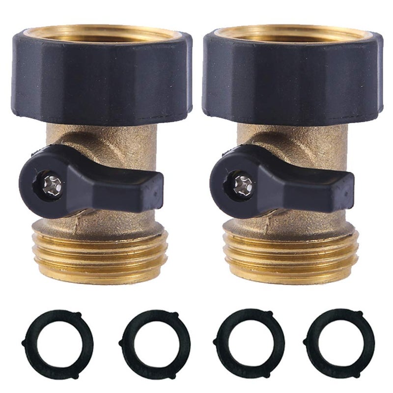 HQMPC Heavy Duty Brass Shut Off Valve Garden Hose Shut Off Valve Garden Hose Connector (2PCS) +4 Extra Pressure Washers - Image 1